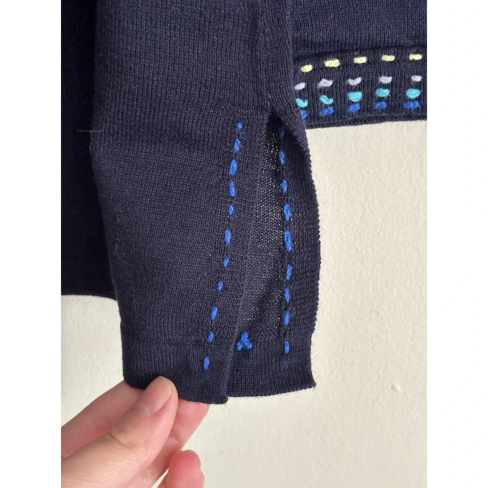 Storybook Knits‎ Small Sweater Tunic Sweater Dragonfly Embroidered Blue Y2K